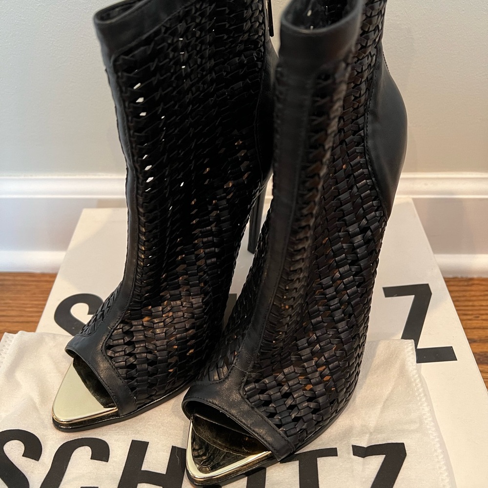 Black ankle bootie, like new - worn twice with original box & shoe bag